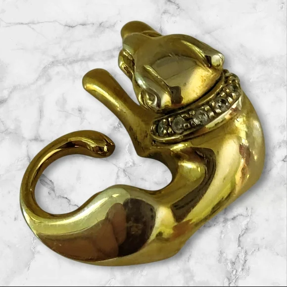 Vintage Gold Panther Cougar Omega Slide CZ Made In Italy 925 Stamp - Picture 6 of 9